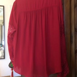 Womens Red Chiffon Blouse